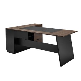 VEVOR L-Shaped Executive Desk, Large Modern Office Table with Drawers and Storage Cabinet, Heavy Duty Wooden Executive Table, 350 LBS Load Capaci