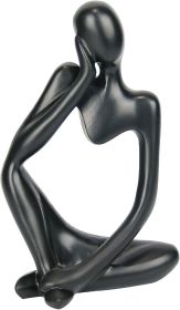 Resin Statue Thinker Style Decoration Abstract Sculptures Collectible Figurines for Home Decor Modern Office Shelf Desktop(Black Left.