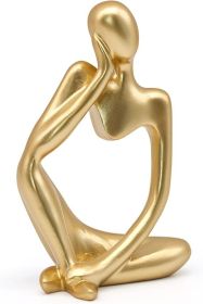 Gold Thinker Statue Decor, Modern Abstract Art Sculpture, Thinker Figurines Collectible Accents Decoration for Shelf Bookshelf Office Desktop Dec