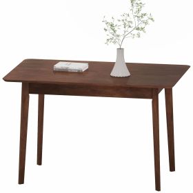 47.2" Rectangle Dining Table for 4, Mid-Century Modern Kitchen Table with Rubber Wood Legs for Dining Room, Walnut
