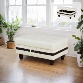 Pickup Only--White And Black Semi PU Synthetic Leather 3-Piece Couch Living Room Sofa Set (Option: F09519.O)