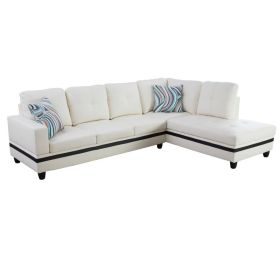 Pickup Only--White And Black Semi PU Synthetic Leather 3-Piece Couch Living Room Sofa Set (Option: F09519B.2PCS .C.S)