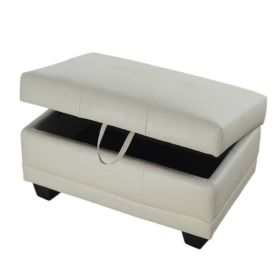 Pickup Only--White Semi PU Synthetic Leather 3-Piece Couch Living Room Sofa Set (Option: F7302.O)