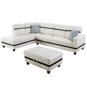 Pickup Only--Dark Brown Flannel And PVC 3-Piece Couch Living Room Sofa Set (Option: F09514A.3PCS . S.C.O)