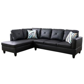 Pickup Only-Black Faux Leather 3-Piece Couch Living Room Sofa Set (Option: F09824A.2PCS.S.C)