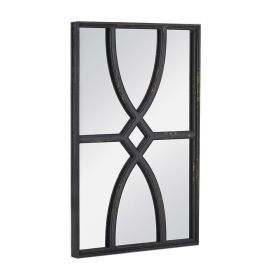 16" x 23" Rectangular Wooden Wall Mirror with Antique Black Frame, Vertical or Horizontal Home Decor for Living Room, Set of 2 (Color: as Pic)