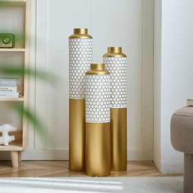 Floor metal vase modern style decoration home droplet shaped white metal vase 3-piece set gorgeous home decoration large glazed metal vase (Color: as Pic)